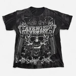 Avenged Sevenfold Y2K Skull Graphic Band Tee Black Size M